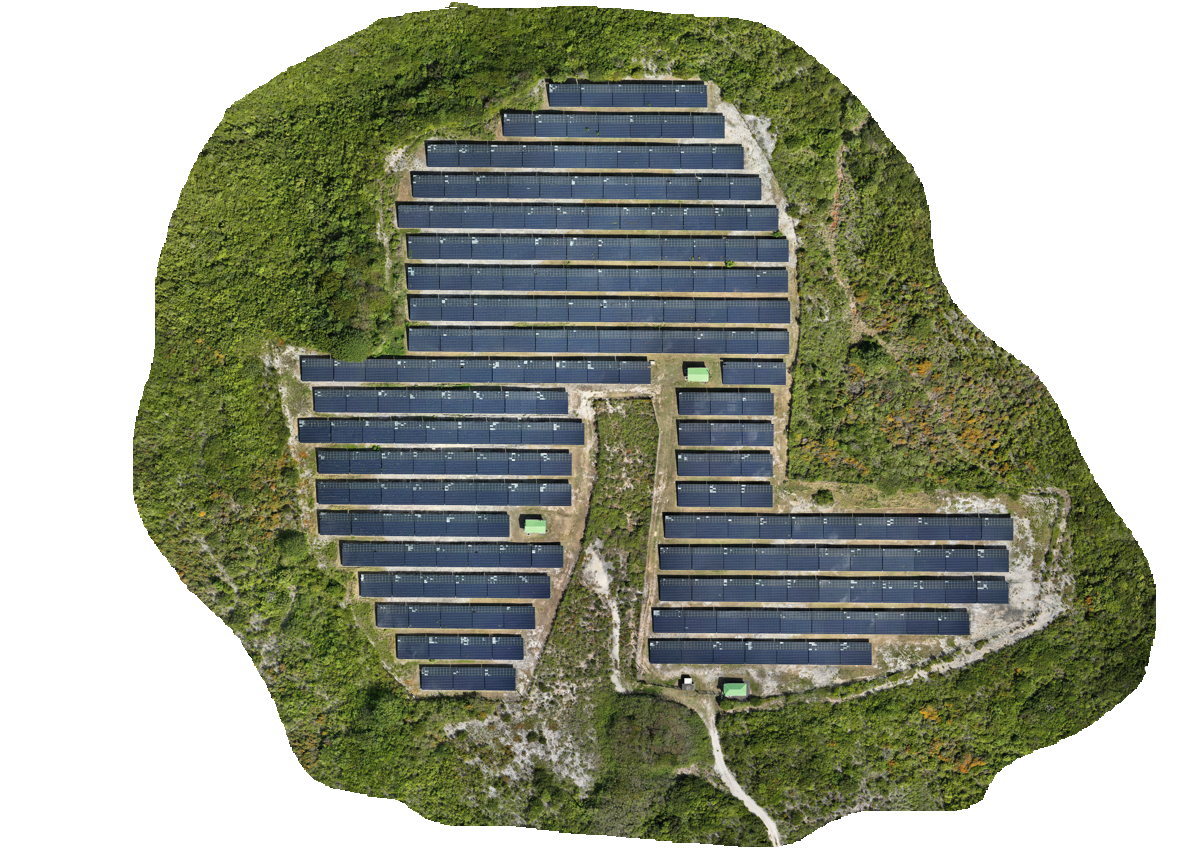 Orthophotographie par drone d'un parc photovoltaïque en Guadeloupe